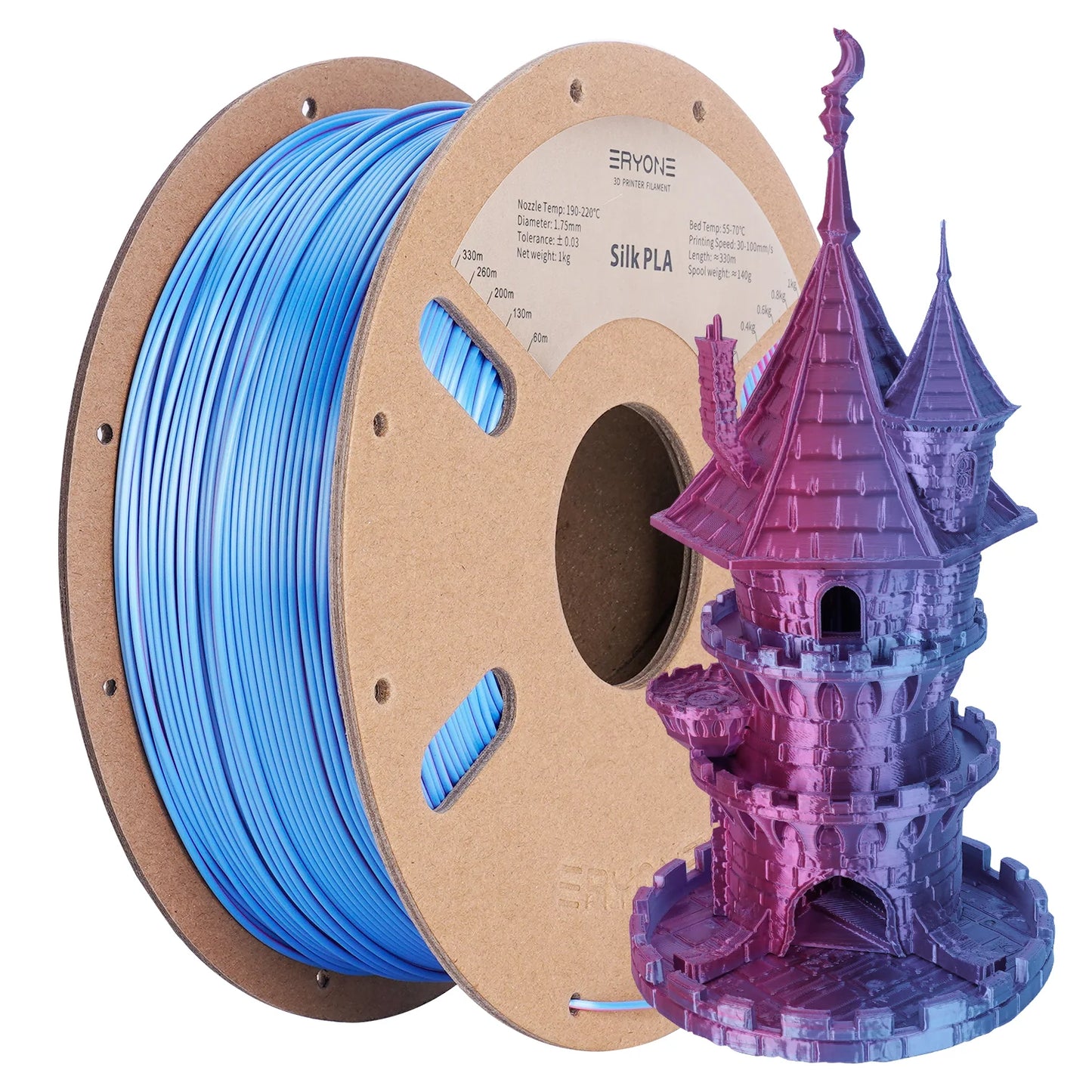 ERYONE Silk Dual-Color PLA Filament for 3D Printers
